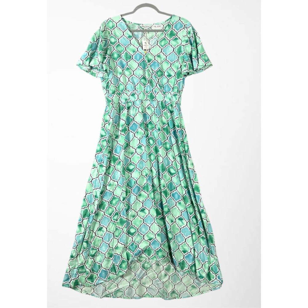 Tommy Bahama Dress Women's Size Large Hi Low Mumbai Medallion Maxi Coastal Artsy - Picture 2 of 12